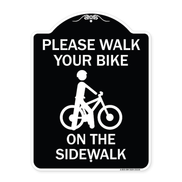 Signmission Pavement Stencil Please Walk Your Bike on Sidewalk Heavy-Gauge Alum Sign, 24" x 18", BW-1824-23338 A-DES-BW-1824-23338 - main